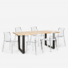 Set van 6 transparante stoelen en industriële eettafel 180x80 cm Vice Keuze