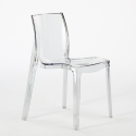 Set van 6 transparante stoelen en industriële eettafel 180x80 cm Vice 