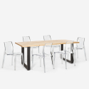 Industriële set met eettafel 200x80 cm en 6 transparante designstoelen Lewis Aanbod