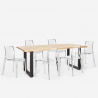 Conjunto cozinha mesa 200x80cm industrial 6 cadeiras design transparente Lewis Aanbod