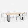 Industriële set met eettafel 200x80 cm en 6 transparante designstoelen Lewis Aanbod