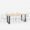 Conjunto 8 cadeiras design transparente mesa de jantar 220x80cm industrial Virgil Model