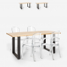 Set met eettafel 160x80 cm van hout en metaal en 4 transparante stoelen Jaipur M Voorraad