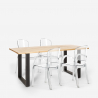 Set met eettafel 160x80 cm van hout en metaal en 4 transparante stoelen Jaipur M Model