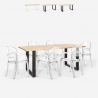 Conjunto 6 cadeiras transparentes policarbonato mesa 180x80cm industrial Jaipur L Verkoop