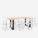 Conjunto 6 cadeiras transparentes policarbonato mesa 180x80cm industrial Jaipur L Keuze