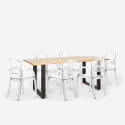 Set met eettafel 180x80 cm van hout en metaal en 6 transparante stoelen Jaipur L Keuze