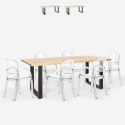 Conjunto mesa 200x80cm pernas em ferro 6 cadeiras transparentes design Jaipur XL Korting