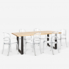 Set met eettafel 200x80 cm van hout en metaal en 6 transparante stoelen Jaipur XL Catalogus