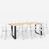 Set met eettafel 220x80 cm van hout en metaal en 8 transparante stoelen Jaipur XXL Catalogus