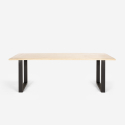 Set met eettafel 220x80 cm van hout en metaal en 8 transparante stoelen Jaipur XXL Afmetingen
