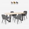 Set van 4 fluwelen design stoelen en tafel in industriële stijl 160x80 cm Samsara M2 Verkoop