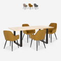 Set van 4 fluwelen design stoelen en tafel in industriële stijl 160x80 cm Samsara M2 Aanbieding