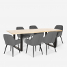 Set van 6 fluwelen design stoelen en tafel in industriële stijl 200x80 cm Samsara XL1 Kortingen