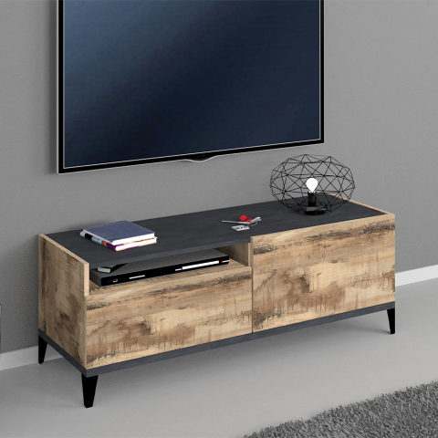 TV-meubel 120x40 cm woonkamer leisteen houten lade Gerald Report