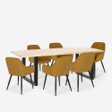 Set van 6 fluwelen design stoelen en tafel in industriële stijl 200x80 cm Samsara XL2 Voorraad