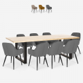 Set van 8 fluwelen design stoelen en tafel in industriële stijl 220x80 cm Samsara XXL1 Aanbieding