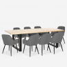 Set van 8 fluwelen design stoelen en tafel in industriële stijl 220x80 cm Samsara XXL1 Kortingen