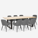 Set van 8 fluwelen design stoelen en tafel in industriële stijl 220x80 cm Samsara XXL2 Voorraad