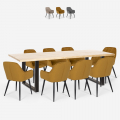 Set van 8 fluwelen design stoelen en tafel in industriële stijl 220x80 cm Samsara XXL2 Aanbieding