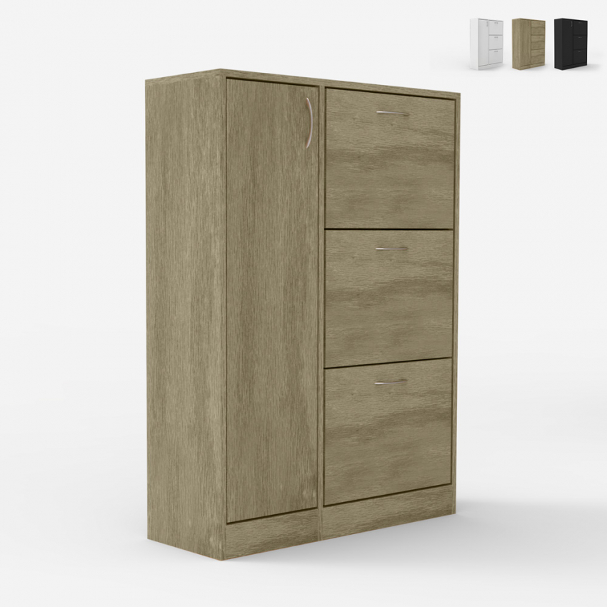 Ruimtebesparende schoenenkast voor 18 paar schoenen 80x24x108 cm Stoian Kosten Ruimtebesparende schoenenkast voor 18 paar schoenen 80x24x108 cm Stoian Kosten