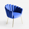 Kuipstoel in modern fluweel design met gouden poten Calicis 