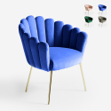 Kuipstoel in modern fluweel design met gouden poten Calicis 