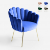 Kuipstoel in modern fluweel design met gouden poten Calicis 
