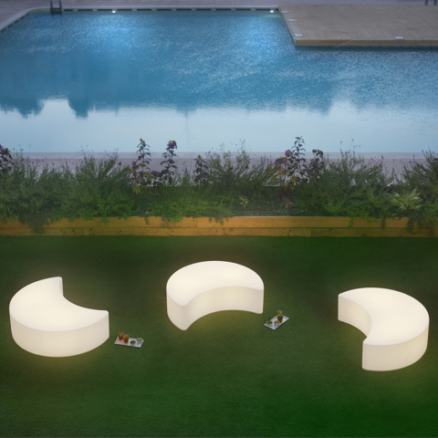 Lichtgevende bank design moderne maan exterieur tuin Moon Slide Aanbieding