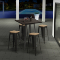 Industriële set met hoge bartafel 60x60 cm en 4 barkrukken Bent Aanbod