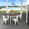 industrieel design tafel set 80x80cm 4 stoelen Lix stijl bar keuken hustle white Voorraad
