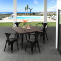 Industrieel design set met tafel 80x80 cm en 4 stoelen Hustle Black Voorraad