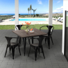 Industrieel design set met tafel 80x80 cm en 4 stoelen Hustle Black Voorraad