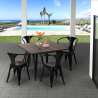 tafelset 80x80cm 4 stoelen industrieel design stijl Lix keuken bar hustle black Voorraad