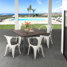 Set met industriële tafel 80x80 cm en 4 stoelen van hout en metaal Hustle Wood Keuze
