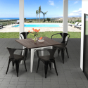 Set met industriële tafel 80x80 cm en 4 stoelen van hout en metaal Hustle Wood White Keuze