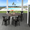 Set met industriële tafel 80x80 cm en 4 stoelen van hout en metaal Hustle Wood White Keuze