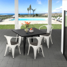 Industrieel set met tafel 80x80 cm en 4 stoelen van hout en metaal Century Wood Black Keuze