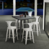 Set met hoge metalen tafel 60x60 cm en 4 barkrukken Bucket Voorraad