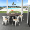 Industrieel design set met tafel 80x80 cm en 4 stoelen Hustle Black Top Light  Kortingen