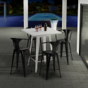Set met hoge wit metalen tafel 60x60 cm en 4 barkrukken Bucket White Keuze