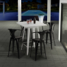 Set met hoge wit metalen tafel 60x60 cm en 4 barkrukken Bucket White Keuze