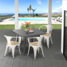 Industriële stijl set met tafel 80x80 cm en 4 stoelen van hout en staal Century Top Light Kortingen
