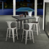 Set met hoge zwarte metalen tafel 60x60 cm en 4 barkrukken Bucket Wood Keuze
