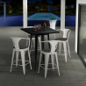 Set met hoge zwarte metalen tafel 60x60 cm en 4 barkrukken Bucket Wood Black Keuze