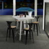 Set met hoge witte metalen tafel 60x60 cm en 4 barkrukken Bucket White Top Light Kortingen