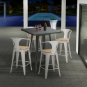 Set met hoge metalen tafel 60x60 cm en 4 barkrukken Bucket Top Light Kortingen