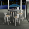 Set met hoge metalen tafel 60x60 cm en 4 barkrukken Bucket Top Light Kortingen