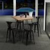 Industriële set met 4 barkrukken en een tafel 60x60 cm Mason Voorraad