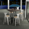 Industriële set met 4 barkrukken en een tafel 60x60 cm Mason Noix Top Light Kortingen
